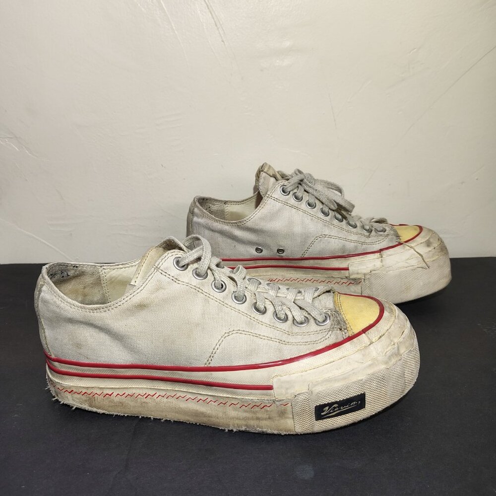 VISVIM Skagway Lo Mens Size 8 White Red G Patten Stripe Canvas Leather Sneakers